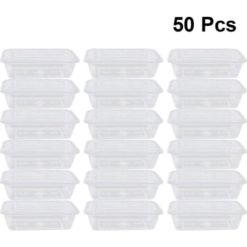 50pcs Transparent Fruit Carry Out Boxs Disposable Salad Meal Containers Food Storage Box Take Out Packing Box Lunch Box