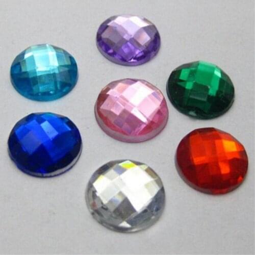 6-30MM DIY Bling Random Mix Color Round Lattice Faceted Acrylic Rhinestones Flatback Acrylic Stone for Hand Craft Art Decoration