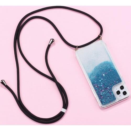 Strap Cord Chain Phone Necklace Lanyard Sparkle Glitter Phone Case Carry Cover Hang For iPhone 11 Pro XS Max XR X 7Plus 8Plus 8