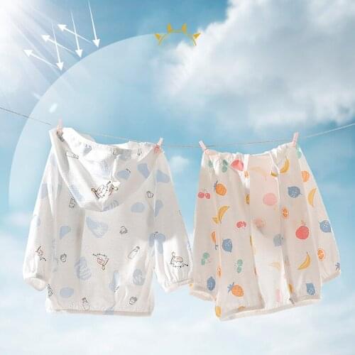 0-6year Summer New Childrens Outwear Hooded Sun Protection Jacket Boys Girls Cartoon Coat Clothing Thin Outing Clothes