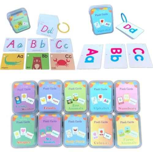 Baby English Learning Word Card Pocket Flash Cards Montessori Educational Toys 77HD
