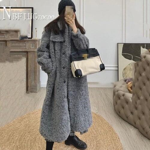 Imitation Lambswool Long Style Women Overcoat 2021 New Winter Retro Thick Plus Size Female Coat