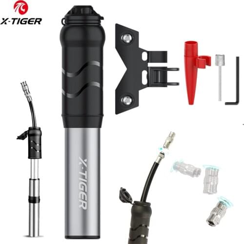 X-TIGER Mini Portable Bike Pumps Portable High Pressure Bicycle Air Pump Presta and Schrader Adapter Lightweight Mini Bike Pump