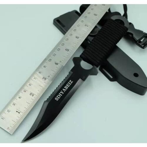 8.8'' Leggings Fixed Blade 7CR14Mov Blade Steel Handle Straight Knives Camping Tactical Knife Pocket Survival Hunting Knife Tool