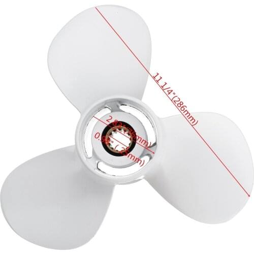 Audew 11 1/4 x 14 Boat Outboard Propeller Marine Propeller 13 Spline Tooth White Aluminum For Yamaha 25-60HP 663-45958-01-EL