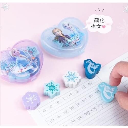 Disney cute eraser princess crown eraser primary school girl pencil eraser box children creative stationery birthday gift