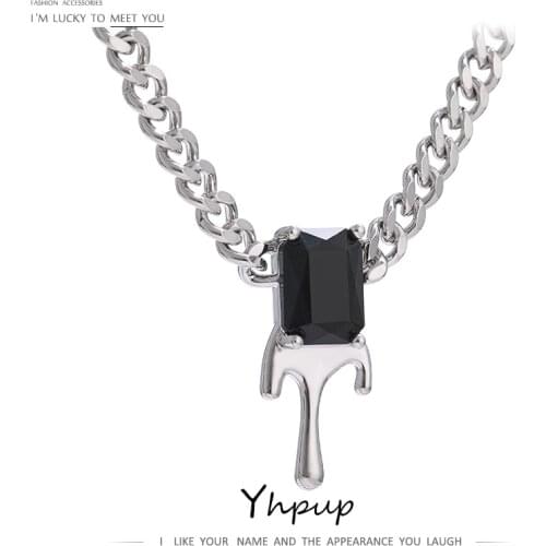 Yhpup Fashion Geometric CZ Pendant Necklace Exquisite Cubic Zirconia Metal Collar Necklace Women Jewelry бижутерия для женщин