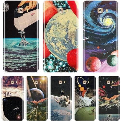 TPU Soft Phone Case For Samsung Galaxy C5 C7 C8 Art Space Star Moon Astronaut Funny Silicone Back Cover For Samsung C9 C7 C5 Pro