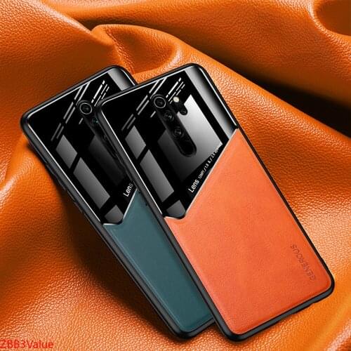 For Xiaomi Redmi Note 8 Pro Soft TPU Frame Shockproof Case For Xiaomi Redmi Note 8 Luxury Plexiglass Leather Back Cover