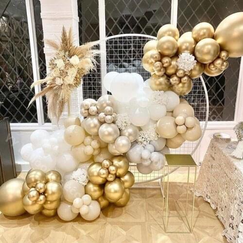 DIY Balloon garland Set White Skin Color Arch Garland 135Pcs Chrome Gold Latex Balloon Kit For Wedding Birthday Party Decoration