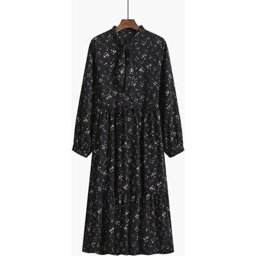 2021 Autumn Dress Women Long Sleeve Vintage Dress Ladies Casual Floral Spring Dresses women