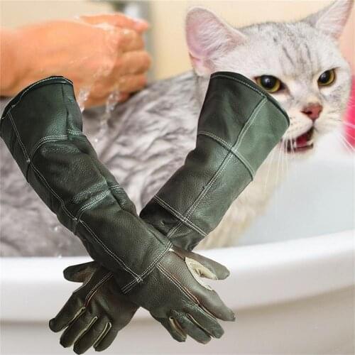 1 Pair Pet Gloves Handling Gloves Strengthened Leather Anti Bite Protective Gloves For Cat Dog And Gardening Work Gloves