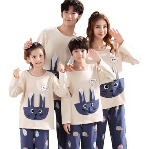 Family Pajamas 2021 Father Mother Kids Long Sleeve Sleepwear Suit Spring Autumn Cartoon Woman Man Children Baby Pijamas Set