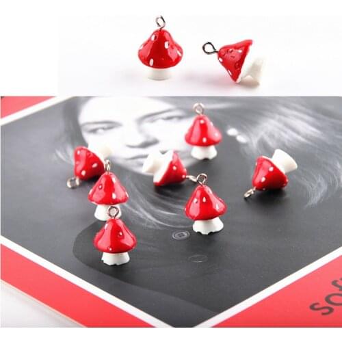 10pcs 3D Mushroom Resin Charms DIY Craft fit for Bracelet Jewelry Finding handmade 15*22mm