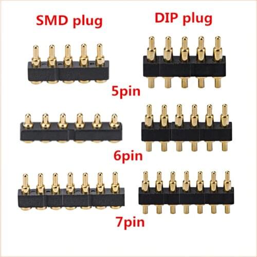 2.0ph pogo pin connector pogopin Battery spring Loaded Contact SMD DIP needle PCB 1* 5P Test Probes Gold-plated copper power