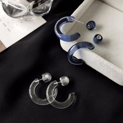 Clear Acrylic Earrings For Women Big Geometric Circle Chain Long Transparent Dangle Earring Fashion Jewelry