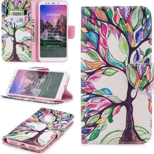 Hotsale Flip Colored Drawing PU Leather Cases with Kickstand for Xiaomi Redmi 5 Plus Mobile Phone Cases with Wallet Card Holders