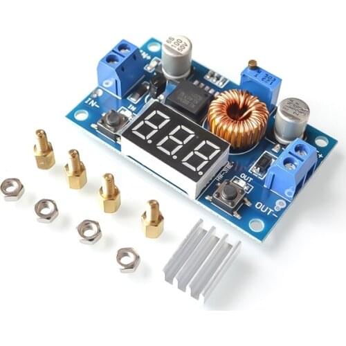 XL4015 High power 5A 75W DC-DC Adjustable Step-down Charger Module Step Down Buck Converter LED Driver with Red Voltmeter