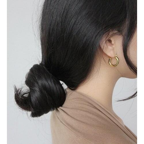 SHANICE 100% 925 Silver Stud Earrings Metal Heavy Industry Smooth Round-shaped Exaggerated Womens Girls Lady High Polis Jewelry