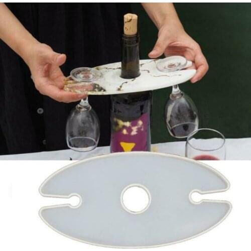 Silicone Wine Rack Resin Mold Glass Tray Epoxy Resin Mould Making Bottle Cup Holder Craft Tool FP8