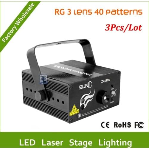 DHL Free shipping 3pcs 3 Lens 40 Patterns LED Laser Projector Stage Lighting Effect Remote 3W Blue For DJ Disco Party Club Laser