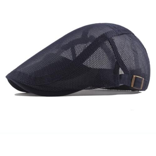 Unisex Men Women Casual Mesh Beret Hat Flat Cap Cabbie Newsboy Style Gatsby Hat Adjustable Breathable Boina Mesh Caps
