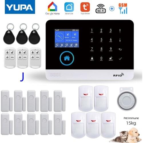 WIFI GSM Home Security Alarm System With Wireless Pet-proof PIR Motion Sensor Detector Burglar For TUYA Smartlife APP Work Alexa