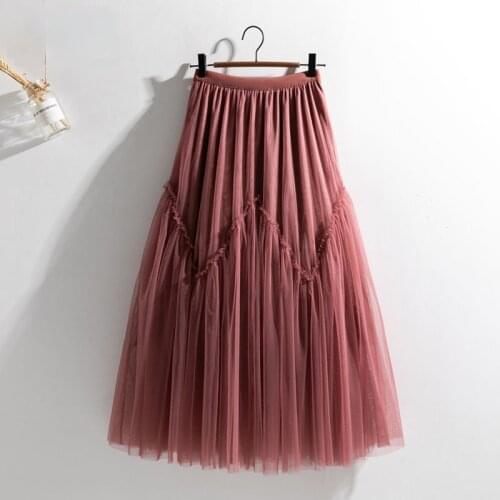 Super Fairy Net Yarn skirts womens 2021 Half-length Skirt Spring New Stitching Cake Skirt Pettiskirt Pleated Skirt