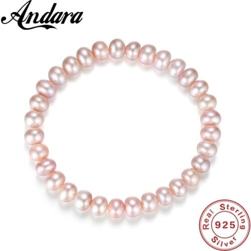 AAAA Light Purple Pearl Bracelets For Women 100% 925 Sterling Silver Natural Freshwater Pearls Bracelet Fine Jewelry