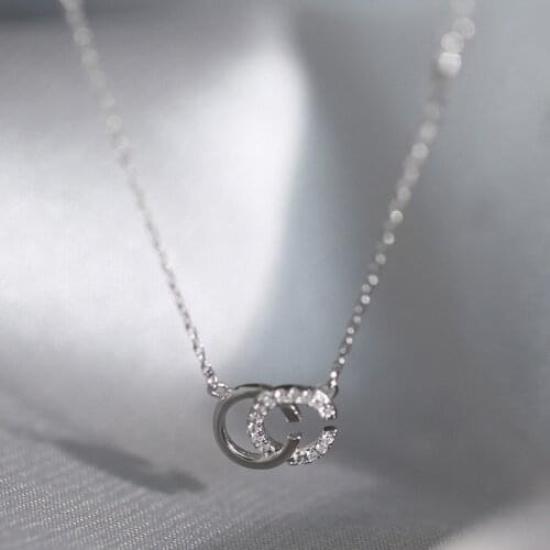 Utimtree Minimalist Zircon CC Letters Necklace For Women Wedding Jewelry Necklaces Choker collares female