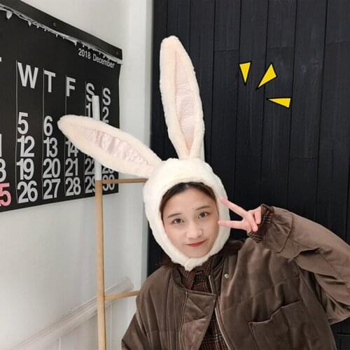 Winter Plush Funny Bunny Hat Women Fashion Beanies Autumn Cute Bonnet Streetwear Basic Cap PJ122