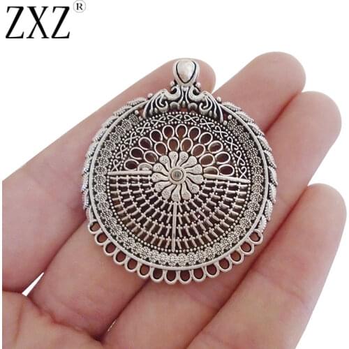 ZXZ 5pcs Multi Strand Filigree Open Round Pendants Connectors For Necklace Jewelry Making Finding 46x40mm
