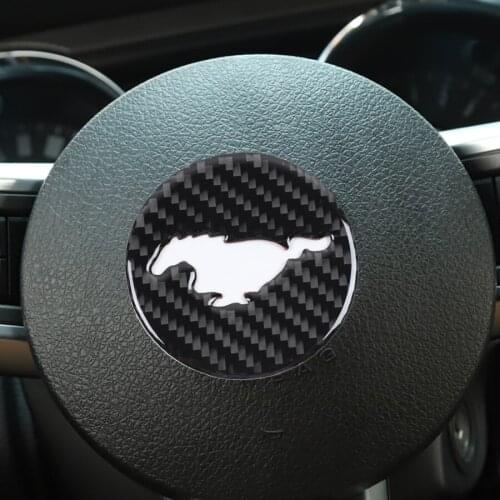 1Pcs Carbon Fiber Car Sticker For Ford Mustang 2009-2013 Steering Wheel Center Trim Sticker