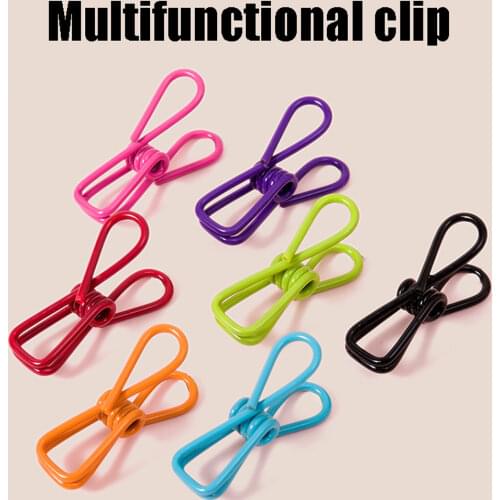 10pcs Multipurpose Colorful Stainless Steel Clips Clothes Pins Pegs Socks Hanging Pegs Clips Hot Sale Household Clothespin