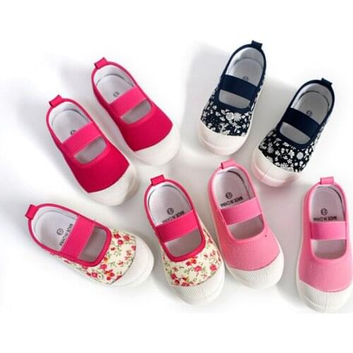 2020 New Spring Autumn Baby Girl Shoes Kids Canvas Shoes Childrens Casual Sneakers Candy Color Flowers For Girls Floral Prints