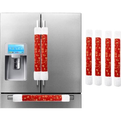 4pcs/set Gloden Snowflake Christmas Refrigerator Door Handle Cover Xmas Decoration