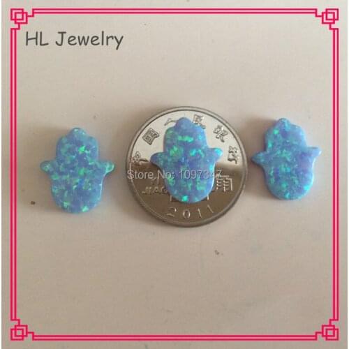 50PCS Lot Op06 Baby Blue Synthetic Opal Hamsa Beads 11*13MM Azure Blue Hand Opal STone