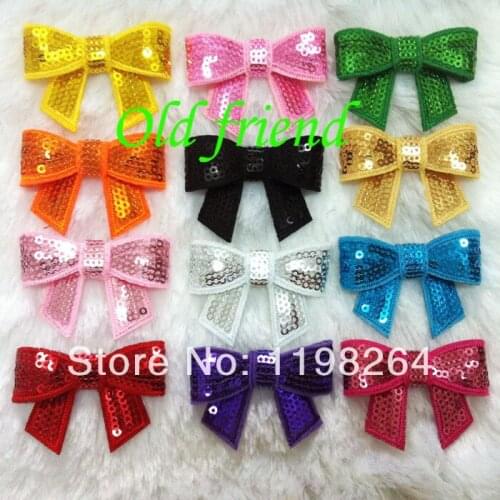 60pcs/lot, 2" Cute Sequin hair bow, bows for hair clips, 15 colors, Free Shipping