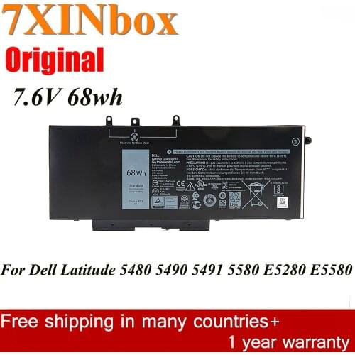 7XINbox 7.6V 68wh Original GJKNX GD1JP Laptop Battery For Dell Latitude 15 5580 5480 5280 M3520 M3530