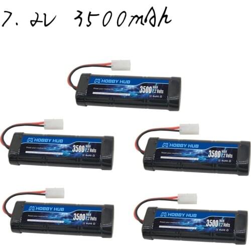 Hobby Hub SC*6 Cells Rechargeable Batteries 7.2V 3500mAh Ni-MH with Tamiya Discharge Connector for RC Racing Cars Boats