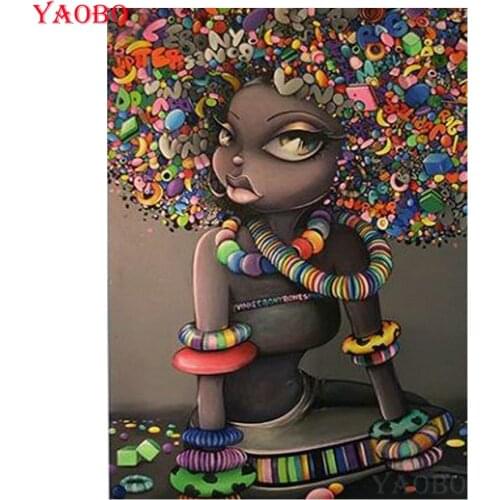 DIY 5D Diamond Mosaic African girl Handmade Diamond Painting Rhinestones Cross Stitch full square round Diamond Embroidery sale