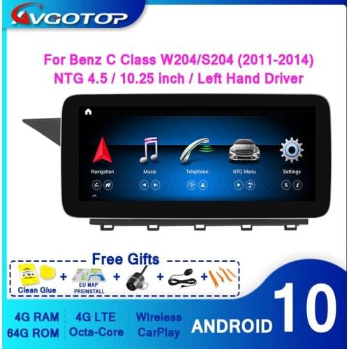 AVGOTOP Big screen Android 10 GPS Car Radio DVD Player for MERCEDES-BENZ C-class W204/S204 2013 (NTG4.5)