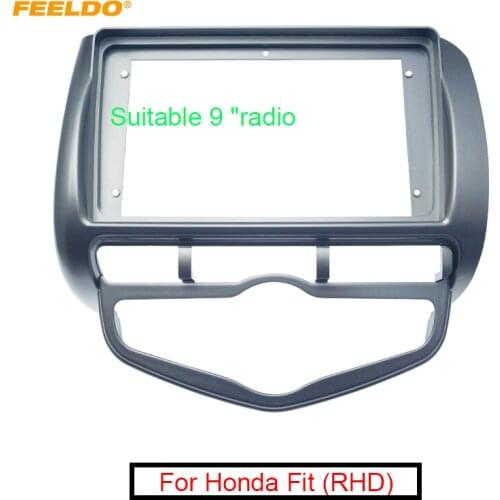 FEELDO Car 2Din Stereo Audio Fascia Frame Adapter For Honda Fit (RHD) 9" DVD Panel Bezel Frame Installation Trim Kit