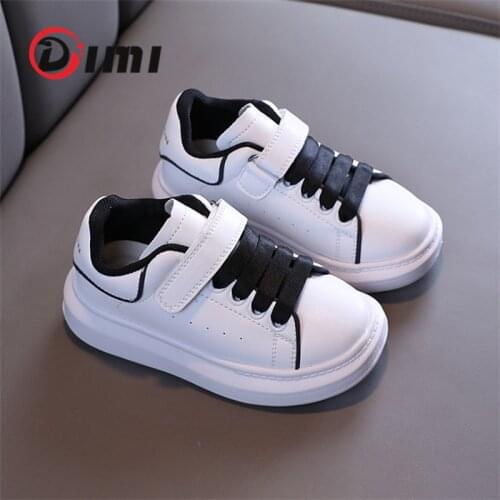 DIMI Autumn Children Genuine Leather Casual Sport Shoes Fashion Soft Comfortable Non-Slip Rubber Sole White Kids Sneakers