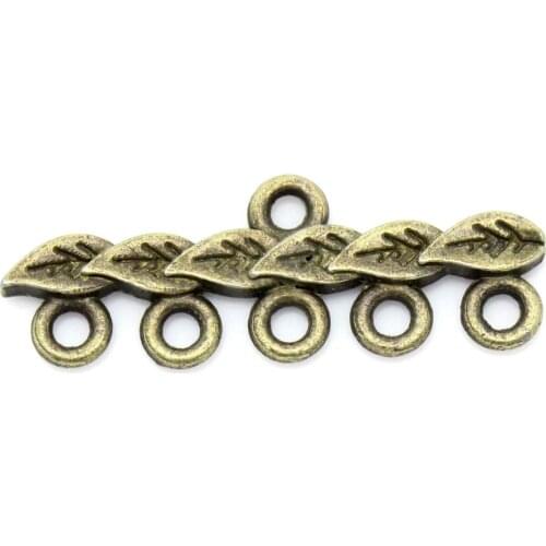 Doreen Box Lovely Connectors Findings Leaf Antique Bronze 28x10mm,50PCs (K02271)