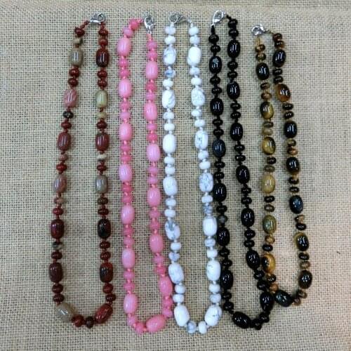 Druzy New Fashion Natural Crystal Stones Cylinder Beads String Energy Necklace Multicolor Flat Small Beads String Necklace