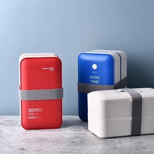 Double Layer Lunch Box Environmental Protection Kitchen Fresh Box Microwave Tableware with Lid Compartment Leakproof Lunch Box