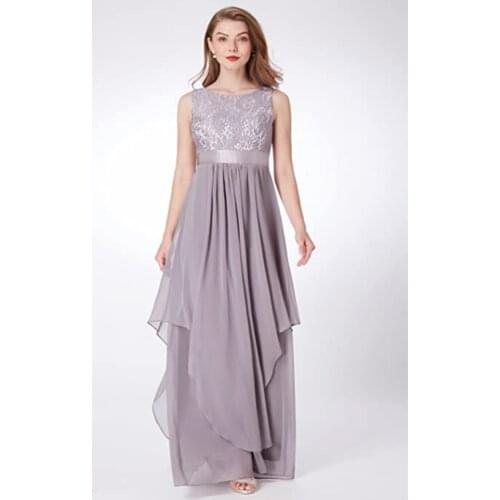 Plus size elegant sleeveless silver green crew neck brides mom dress party evening dress