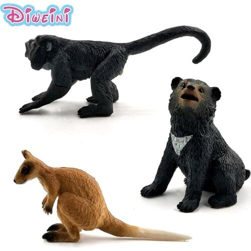 Artificial Little Bear Kangaroo Monkey Simulation animal model figure plastic Decoration educational toy figurine Gift For Kids