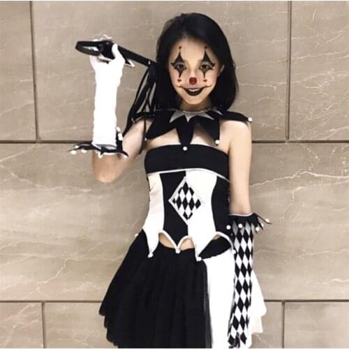 Halloween Costume for Girl Sexy Cute Christmas Party Cosplay Costumes Princess Dress Clothes Headwear Adults Kids Harleen Quinze